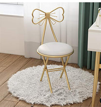 CSQ Sedia da Bar Pieghevole, Sgabello da Toeletta con Schienale Ad Arco Casa Ragazze Camera da Letto Spogliatoio Sedia da Trucco Sedia da Pranzo da Ristorante(Color:PU Bianco,Size:45CM)