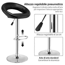 COSTWAY Set di 2 sgabelli da Bar, sgabelli da Cucina per bancone con poggiapiedi, Girevole,Cuoio in PU, (Nero)