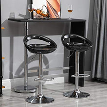 homcom Set 2 Pezzi, Sgabello da Bar Girevole con Poggiapiedi e Altezza Regolabile in Metallo e ABS Nero, 46x41x76-96 cm