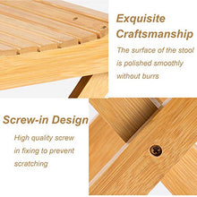 æ— Sgabello pieghevole in legno di bambù, sgabello pieghevole in legno, sgabello da cucina, sgabello pieghevole in bambù resistente, sgabello portatile in legno per bagno, picnic, spiaggia e campeggio