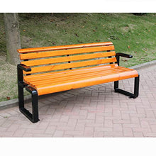 Panchina da esterno in ghisa, seduta in legno massello, con schienale, poltrona, panchina da terrazza, sedia a schiera da giardino anti-corrosione e resistente al sole, per giardino/ veranda / balco