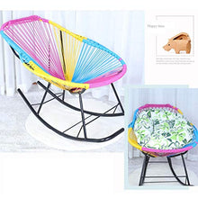 HaoLi Sedia a Dondolo Moon da Esterno per Interni, Sedia da Giardino in polyrattan con Cuscino e Maniglia, sedie a Sdraio per Sdraio per Uso Piscina nel Patio