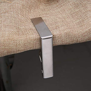 Clip per tovaglia 2 pezzi Supporto per tovaglia in acciaio inossidabile Triangolo d'argento Morsetti per copritavolo Strumento fisso per mobili per cucina domestica Festa di matrimonio Picnic BBQ