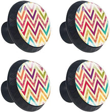 Geometrico a strisce colorate a zig-zag Pomelli per Porta Set di 4 Pomelli per Mobili Manopole per Cassetti Cucina Armadio Vetro