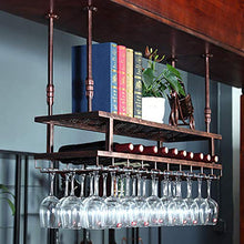 lanying Scaffale per Vino Galleggiante e portabottigl,Portabottiglie portabicchieri a 2 Strati, portabicchieri Appeso a Barra, Ornamenti per Vino per la casa-Bronzo_80*30cm