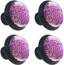 Paillettes rosa viola astratte Pomelli per Porta Set di 4 Pomelli per Mobili Manopole per Cassetti Cucina Armadio Vetro