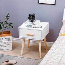 Comodini scandinavi in legno e bianco, comodino con armadietto con 1 cassetto, tavolino, tavolino da caffè, tavolino quadrato per soggiorno, corridoio, camera da letto, ufficio, 40 x 40 x 50 cm