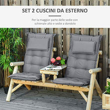 Outsunny Set 2 Cuscini da Esterno e Interno Imbottiti per Sedie a Schienale Alto in Poliestere, 50x120x9cm Grigio Scuro