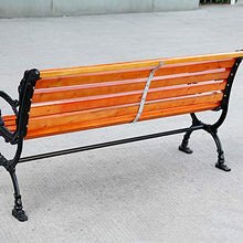 Panca da giardino per esterni panchina in metallo, panchina da 150 cm / 3 posti per terrazza con prato inglese, seduta a doghe in legno massello anticorrosivo resistente alle intemperie panca