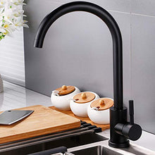 SXJ Rubinetto da Cucina in Acciaio Inossidabile, Rubinetto da Cucina, Miscelatore per Lavabo con Rotazione A 360 Gradi, Rubinetto da Cucina Monoforo, Nero Opaco