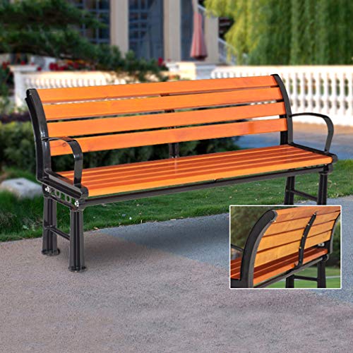 ZXF- Panchina da Terrazza da Esterno con Braccioli E Schienale, Panchina da Giardino Panchina da Esterno, Panchina da Parco con Struttura in Metallo E Sedili in Legno Massello Resistenti alla Corro