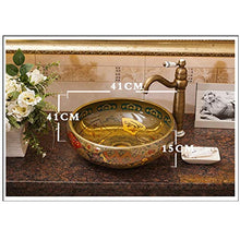 lilili Lavabo da Appoggio Lavabo da Appoggio in Ceramica Lavabo Tondo Retro Bagno Lavabo for Hotel Scultura Antica 41x41x15cm (Color : No Accessories)
