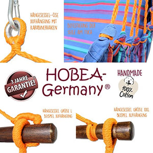 HOBEA-Germany Sedia sospesa con 2 Cuscini in Diversi Colori, Dimensioni Sedia Amaca: XXL(bis 140kg belastbar), Colori Sedia sospesa:Indian Summer