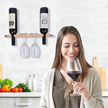 JJDPARTS - Portabottiglie in legno da parete, montaggio a parete, per la casa e la cucina, per 4 bottiglie di vino o bicchiere di vino
