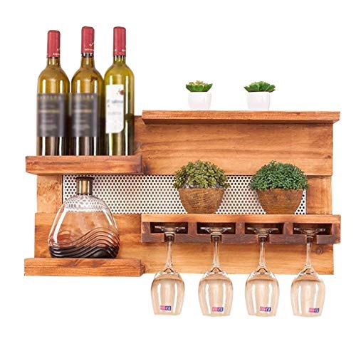 Portabottiglie Da Parete In Legno Naturale Multifunzione Mensola Portaoggetti Da Appendere A Parete Portabottiglie E Bicchieri Da Vino Appendiabiti A Testa In Giù Scaffale Per Tazze Decorazione Da Pa