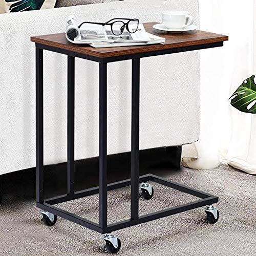 BAKAJI Tavolino Soggiorno da Caffe Porta PC Tavolo Salotto Laterale Divano Ripiano in Legno Struttura in Metallo Design Moderno Industriale con Ruote 50 x 35 x 60 cm - Arredi Casa