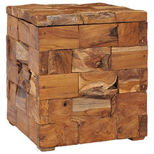 vidaXL - Sgabello in legno massello di teak, stile rustico, con un vano portaoggetti coperto da un coperchio, arredamento per interni e esterni