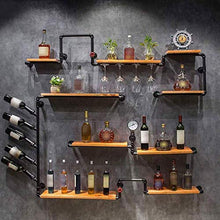 LLT Wine Rack, Della Novità Della Decorazione Della Parete Rack, Wine Rack Ripiano in Vetro Parete Governo Del Vino in Legno Di Archiviazione Mensola Rack Calici Retro Ferro Tubo Di Acqua Design
