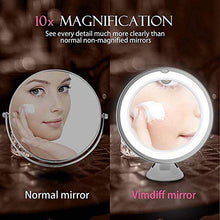 DRBZ Specchio da trucco flessibile 10X Specchi di ingrandimento LED illuminato Touch Screen Vanity Specchio Portatile Dressing Table Cosmetici Specchi