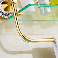 Luyshts Mensole Bagno Oro Moderno Doppio Strato + Asta Singola Vetro Arrotondato Grassetto + Trapano Elettrico Alluminio Perforata Bagno Bagno Hotel Rack/mensola