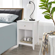 Yaheetech Comodino Camera da Letto Bianco con Cassetto Mobile da Divano Moderno Portaoggetti in Legno Tavolino d'Appoggio per Soggiorno
