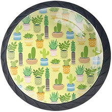 Cactus Piante In Vaso Giallo Verde Pomelli per Porta Set di 4 Pomelli per Mobili Manopole per Cassetti Cucina Armadio Vetro