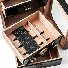 Minmin Cigar Box multistrato finestra trasparente Legno di Cedro Idratante Cabinet Piano di vernice di finitura for auto portatile Cigar Box, 250x240x240mm accessori del sigaro
