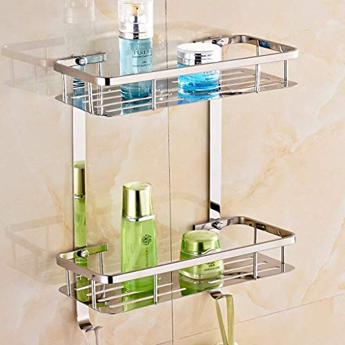 NHLBD Mensola da Bagno, mensola portaoggetti - 2 ° Piano Bagno Rack Grande capacità Doccia Rack Caddy in Acciaio Inox di stoccaggio for alberghi partizione Bagno