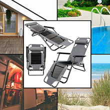 AMANKA Sedia a Sdraio Pieghevole per Campeggio e Tempo Libero | Sedia da Giardino Reclinabile con Poggiatesta | Brandina Grigia | Struttura in Acciaio | Peso Max supportato 100 kg | 178x60x90 cm