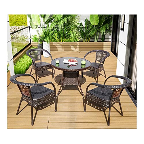 HLZY Tavolo in Vimini in Rattan mobili in Patio e Set Sedia, Mobili da Giardino Tavolo da Giardino e sedie Set Patio Conservatorio Indoor Outdoor per Garden Outdoor Piscina