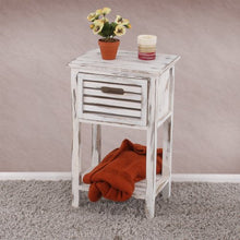 Mendler Serie Vintage Comodino con cassetto Legno paulonia 27x35x57cm Bianco