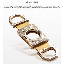 AUEDC Acciaio Inossidabile Cigar Cutter, Portatile Colorful Krupp Stainless Doppia Lama, Sigaro ghigliottina Gift Box Precise Perfect Cut miglior Regalo per familiari e Amici,d'oro
