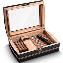 CHOU XIAO Humidor Cigar Humidors - Cigar Box Mellow Cedar Glass Trasparente Window Piano Painted Cigar Cabinet Black Dimensioni: 330x230x100mm .Deposito Perfetto dei Tuoi sigari