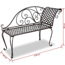 Tuduo - Panchina da giardino in metallo, 128 x 46 x 88 cm, colore: Marrone