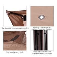 Outsunny Gazebo da Giardino con Zanzariera Impermeabile Richiudibile Telo in Tessuto di Poliestere 325×325cm