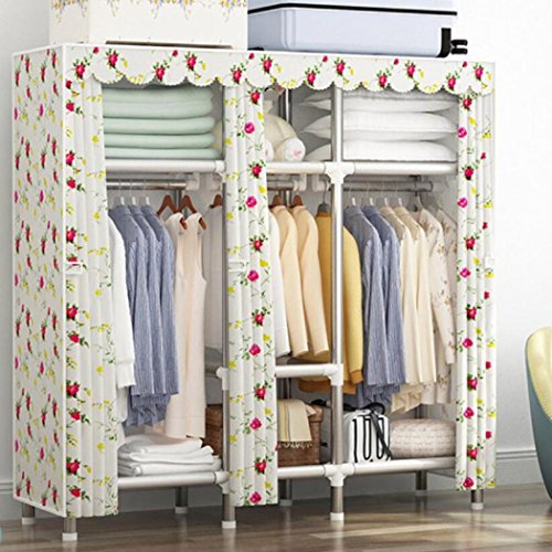 LyMei Armadio Guardaroba Portatile Stoccaggio dell'Armadio dell'Armadio del Panno di Oxford, Armadio Guardaroba per Abbigliamento in Acciaio Inossidabile, 170 * 45 * 170 cm,C