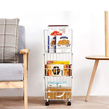 Scaffale stoccaggio in acciaio carbonio 3 ripiani, cestello multifunzione per scaffalature, contenitore per ripostiglio stoccaggio per cucina domestica con ripiano Carrello rotolamento per rotelle