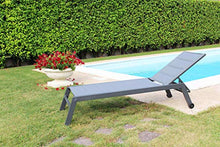 Milani Home s.r.l.s. Lettino Sdraio Imbottito Impilabile in Alluminio E Textilene da Esterno Giardino, per Ristorante Agriturismo Albergo Hotel, Cm 198 X 61 X 34/95 H