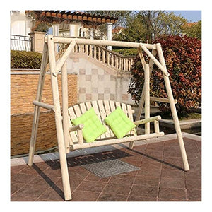 HLZY Grande aliante all'aperto con Supporto, Giardino Swing Articoli Esterni Sedia da Esterno per mobili Esterni, Tutte in Legno massello Impermeabile e anticorrosione Doppia terrazza Sedia a Dondolo