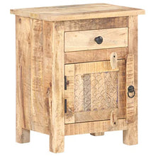 Tidyard Comodino Camera da Letto Rustico Classico in Legno di Mango Grezzo con Cassetto e Anta,Comodino Classico,Comodino Cameretta,Comodino Shabby,Comodino con Cassetto 40x30x50 cm