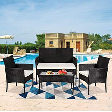 Shuishui - Set di mobili da giardino per soggiorno, balcone, 4 pezzi, colore: Nero