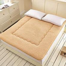 QVIVI Materasso Futon, Pieghevole Agnello Peluche Tinta Unita Antiscivolo Pavimento Materassi Letto futon Addensato Materasso Tatami Beige 1.2 * 2M