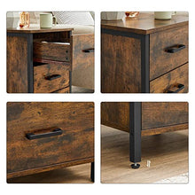 VASAGLE Comodino con 3 Cassetti, Mobile da Letto, Tavolino, per Camera da Letto, Soggiorno, 40 x 40 x 60 cm, Stile Industriale, Marrone Vintage e Nero LET509B01