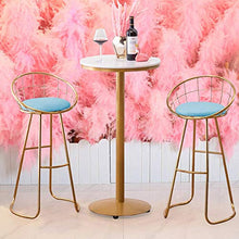 GYPPG Elegant Gold Iron Art Barstool Set of 2 / Hollow Leisure Breakfast/High Stool Bar Chair/Round Velvet Upholstered,Max Load 200KG(65cm,70cm,75cm)
