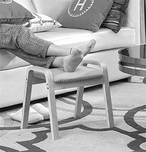 YANG Poggiapiedi Imbottito concavo Sedile Dressing Table Sgabello Pouf Change Scarpe Pouf poggiapiedi Estraibile con Lino Coperchio 44.5x33X36cm (Color : B)