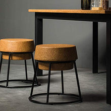 LIZCG Sgabello Rotondo da Bar con bancone in Sughero Champagne, poggiapiedi Alto con Base in Ferro Nero, Sedia da Bar da Cucina bistrot, carico Massimo 440 libbre, Stabile Solido, 45 cm, 65 cm, 75 cm