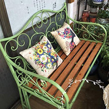 Panca da Giardino per Terrazza All'aperto Panchine del Parco Divertimenti, Panca in Ghisa e Legno Massello Resistente Intemperie con Braccioli Schienale, Panca 2 Posti Decoro Retrò in Ferro Battuto