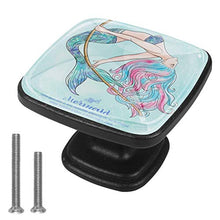Sirena disegnata a mano su una corda Pomelli per Porta Set di 4 Pomelli per Mobili Manopole per Cassetti Cucina Armadio Vetro