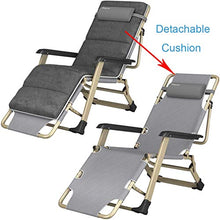SHUAIIJUAN Sedia per il tempo libero domestico Outdoor reclinabile Sedia con cuscino pieghevole Poltrona reclinabile Sun Lounge Garden sedia di svago Prato sedie a sdraio Max.550lbs Capacità - Grey