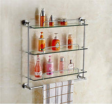Mensola Bagno Bagno Scaffale, bagno temperato ripiano in vetro 1/2/3 Livello bagagli mensola di vetro rettangolare con la barra di tovagliolo, Parete Asciugamano bar ( Color : 3 , Size : 35cm )